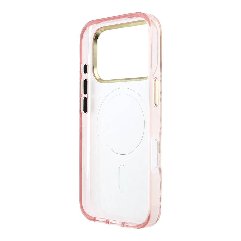 Apple iPhone 18 Pro Max Kılıf Guess Orjinal Lisanslı M-safe Şarj Özellikli Üçgen Logolu Simli Leopar Desenli Kapak - 23