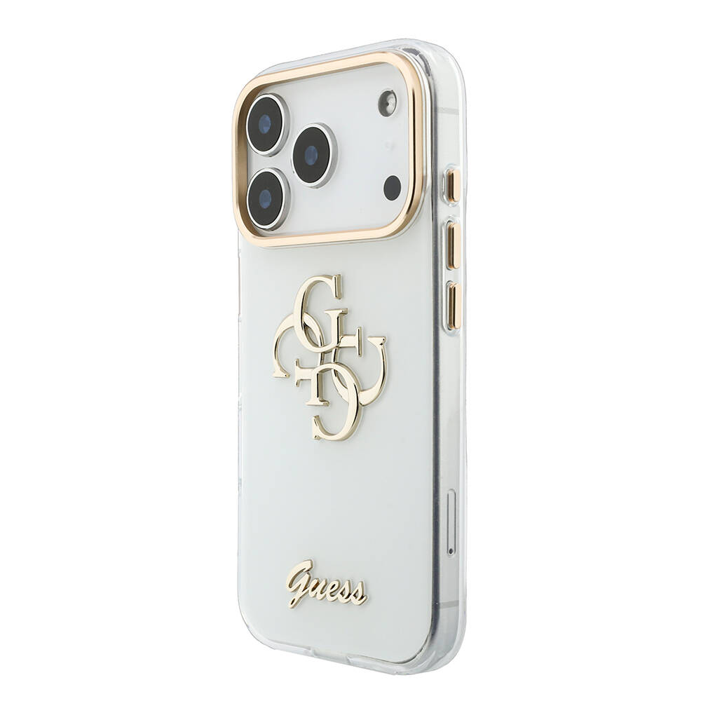 Apple iPhone 18 Pro Max Kılıf Guess Orjinal Lisanslı Yazı ve 4G Büyük Metal Logolu Silikon Kapak - 18
