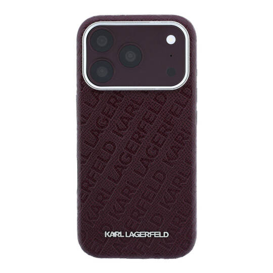 Apple iPhone 18 Pro Max Kılıf Karl Lagerfeld Orjinal Lisanslı PU Deri Damgalı Metal Yazı Logolu Grained Kapak - 3