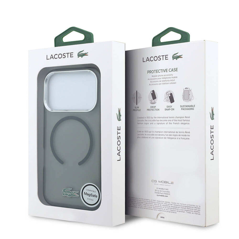 Apple iPhone 18 Pro Max Kılıf Lacoste Orjinal Lisanslı M-safe Şarj Özellikli Lake Timsah Logolu IML Frosted Kapak - 16