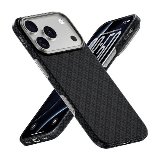 Apple iPhone 18 Pro Max Kılıf M-Safe Şarj Özellikli Benks ArmorAir ArmorGrid Serisi Yükseltilmiş Kamera Çerçevesi C1 Kevlar Karbon Kapak Siyah
