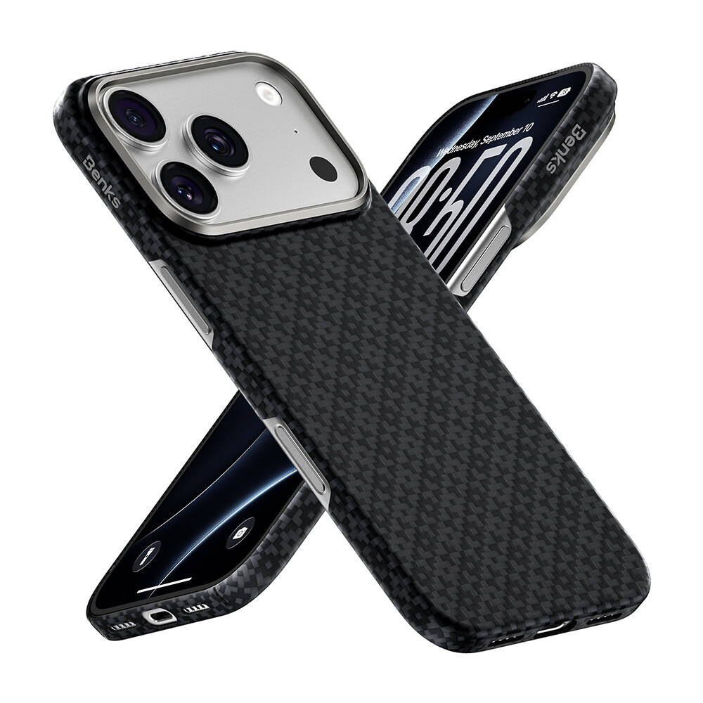 Apple iPhone 18 Pro Max Kılıf M-Safe Şarj Özellikli Benks ArmorAir ArmorGrid Serisi Yükseltilmiş Kamera Çerçevesi C1 Kevlar Karbon Kapak - 4