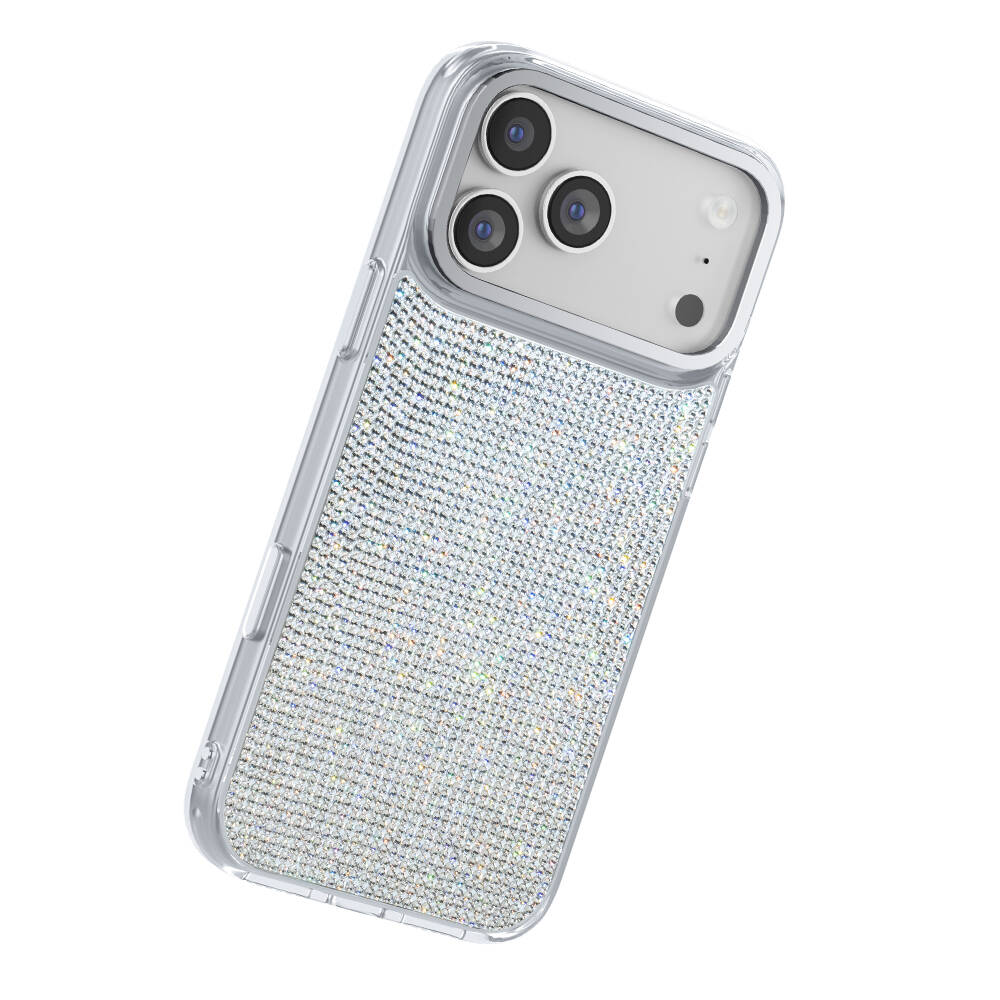 Apple iPhone 18 Pro Max Kılıf M-Safe Şarj Özellikli El İşlemeli Swarovski Taşlı Zore Paris Riva Sert PC Kapak - 3