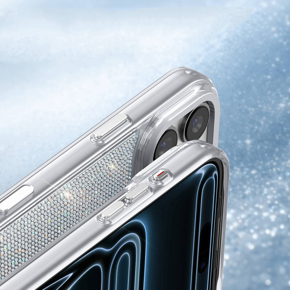 Apple iPhone 18 Pro Max Kılıf M-Safe Şarj Özellikli El İşlemeli Swarovski Taşlı Zore Paris Riva Sert PC Kapak - 9