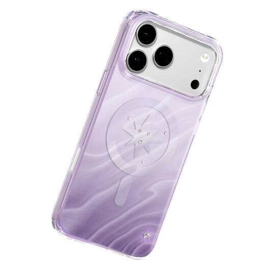 Apple iPhone 18 Pro Max Kılıf M-Safe Şarj Özellikli Orjinal Swarovski Taşlı Zore Paris Rovix Sert PC Kapak - 23