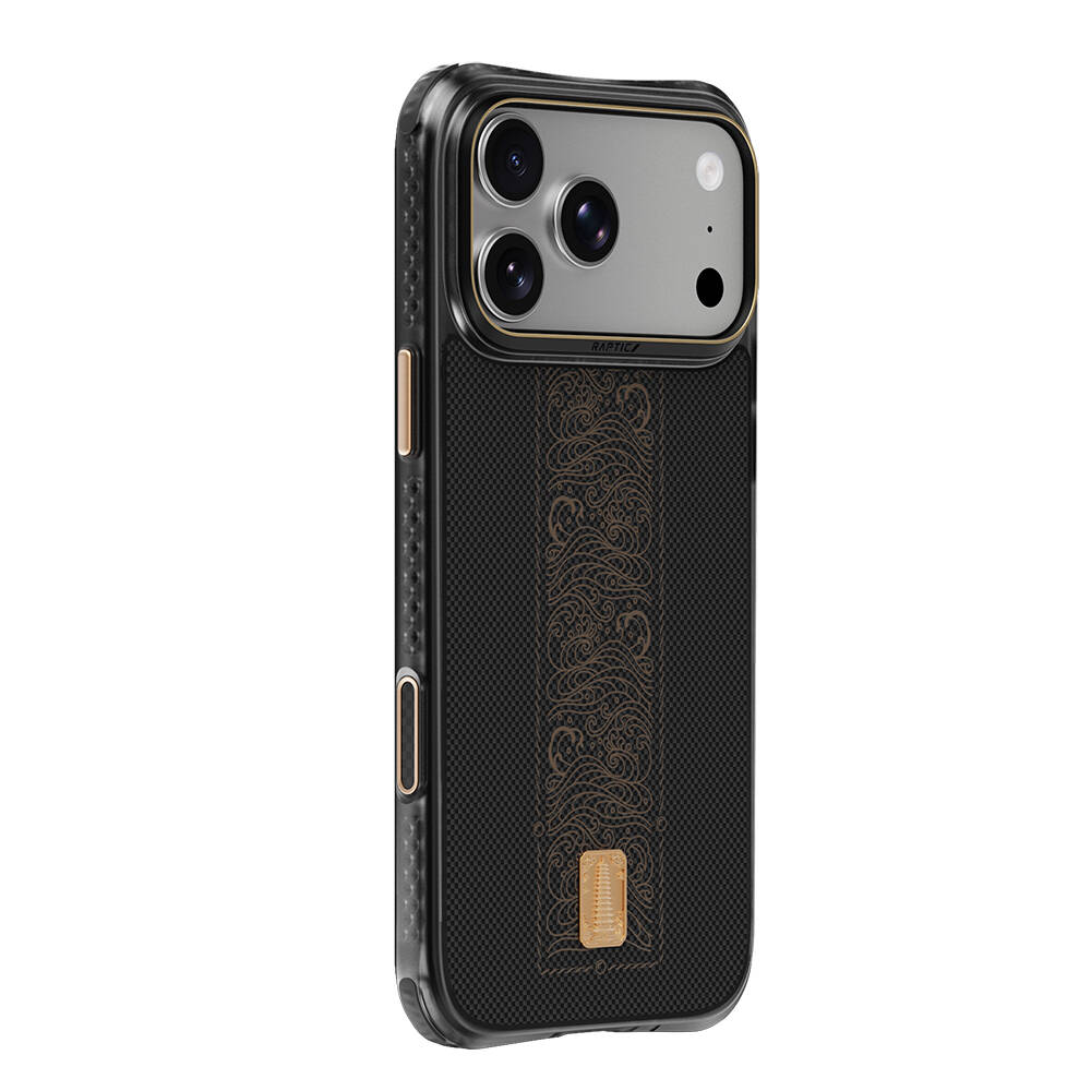 Apple iPhone 18 Pro Max Kılıf M-safe Şarj Özellikli Raptic Aramid Dual Rise Serisi 24 Ayar Altın Kaplamalı Karbon Kapak - 2