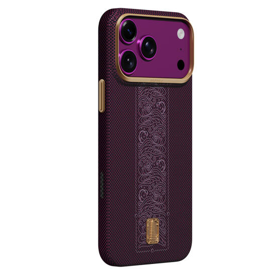 Apple iPhone 18 Pro Max Kılıf M-safe Şarj Özellikli Raptic Aramid Skin Rise Serisi 24 Ayar Altın Kaplamalı Karbon Kapak - 3