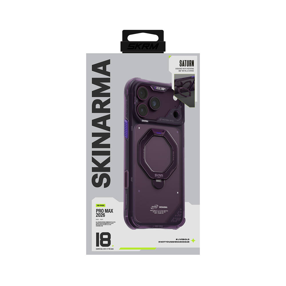 Apple iPhone 18 Pro Max Kılıf M-safe Şarj Özellikli Standlı Skinarma Saturn Kapak - 19
