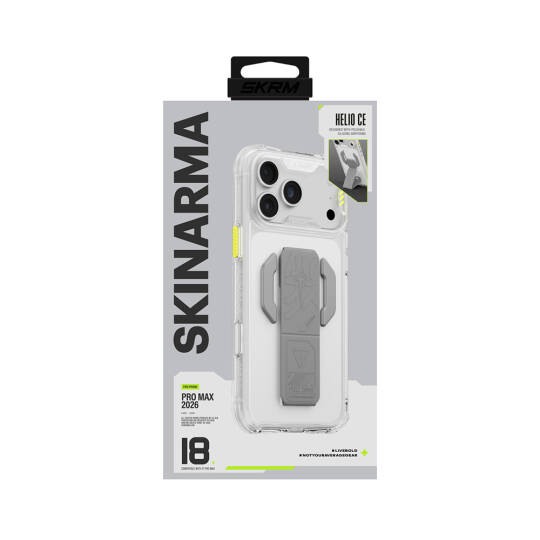 Apple iPhone 18 Pro Max Kılıf M-safe Şarj Özellikli Teknoloji Desenli Skinarma Helio CE Mag Charge Standlı Kapak - 33