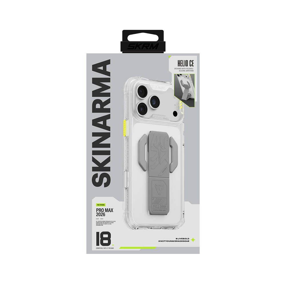 Apple iPhone 18 Pro Max Kılıf M-safe Şarj Özellikli Teknoloji Desenli Skinarma Helio CE Mag Charge Standlı Kapak - 33