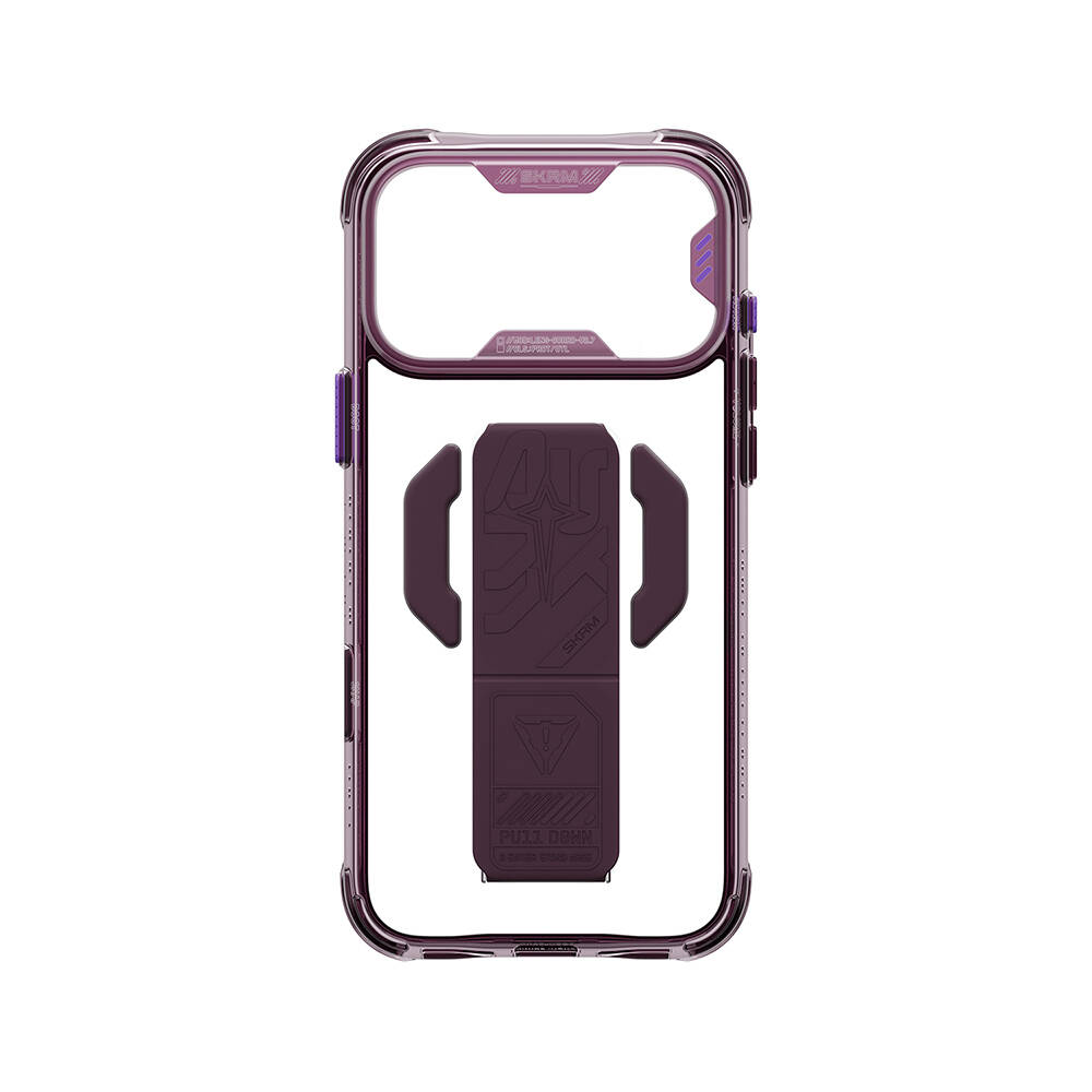 Apple iPhone 18 Pro Max Kılıf M-safe Şarj Özellikli Teknoloji Desenli Skinarma Helio CE Mag Charge Standlı Kapak - 17
