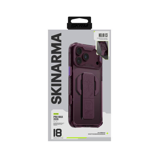 Apple iPhone 18 Pro Max Kılıf M-safe Şarj Özellikli Teknoloji Desenli Skinarma Helio CE Mag Charge Standlı Kapak - 21