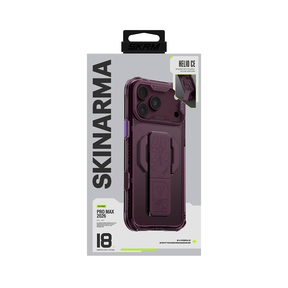 Apple iPhone 18 Pro Max Kılıf M-safe Şarj Özellikli Teknoloji Desenli Skinarma Helio CE Mag Charge Standlı Kapak - 21