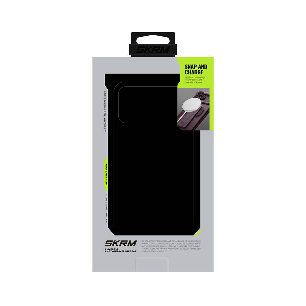 Apple iPhone 18 Pro Max Kılıf M-safe Şarj Özellikli Teknoloji Desenli Skinarma Helio CE Mag Charge Standlı Kapak - 23