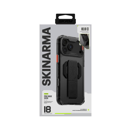 Apple iPhone 18 Pro Max Kılıf M-safe Şarj Özellikli Teknoloji Desenli Skinarma Helio CE Mag Charge Standlı Kapak - 11