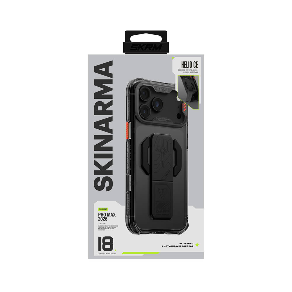 Apple iPhone 18 Pro Max Kılıf M-safe Şarj Özellikli Teknoloji Desenli Skinarma Helio CE Mag Charge Standlı Kapak - 11
