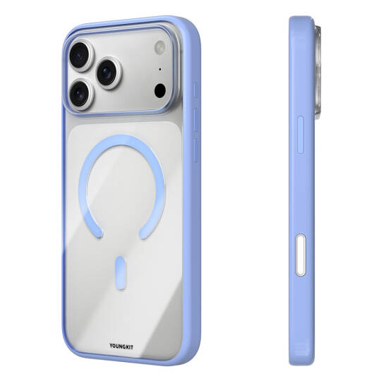 Apple iPhone 18 Pro Max Kılıf M-safe Şarj Özellikli Youngkit Clear Serisi Kapak Açık Mavi