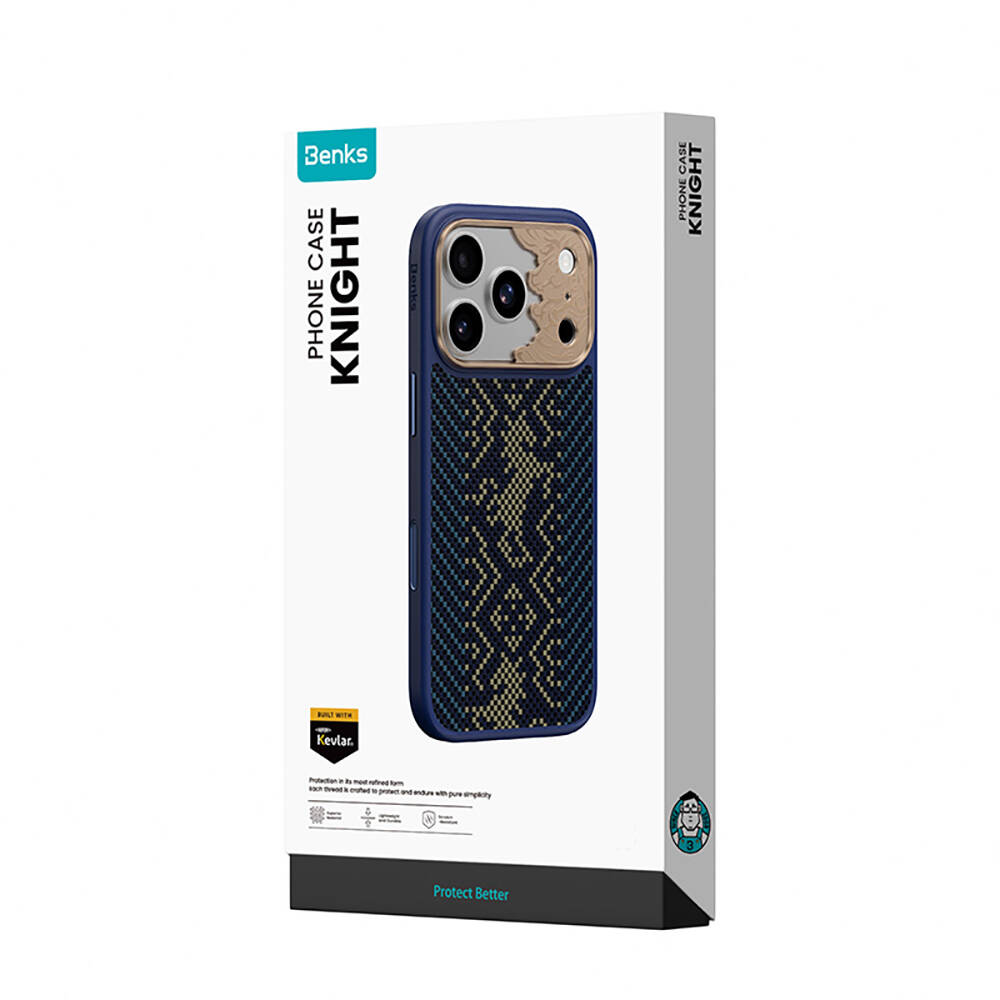 Apple iPhone 18 Pro Max Kılıf M-safe Şarj Özellikli Yükseltilmiş Kamera Çerçeveli Karbon Fiber Tasarımlı Benks Knight ArmorPro Kevlar Kapak - 13