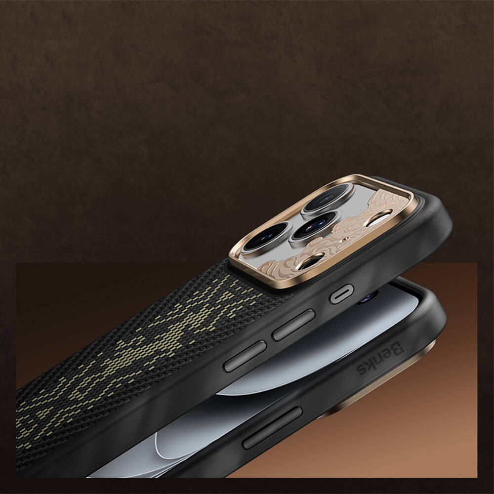 Apple iPhone 18 Pro Max Kılıf M-safe Şarj Özellikli Yükseltilmiş Kamera Çerçeveli Karbon Fiber Tasarımlı Benks Knight ArmorPro Kevlar Kapak - 5