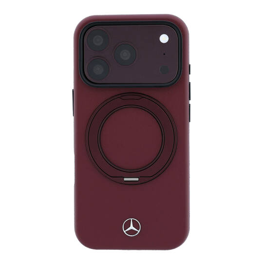 Apple iPhone 18 Pro Max Kılıf Mercedes Benz Orjinal Lisanslı M-safe Şarj Özellikli 360 Derece Dönebilen Standlı PU Metal Logolu Kapak - 3