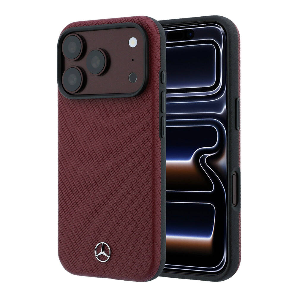 Apple iPhone 18 Pro Max Kılıf Mercedes Benz Orjinal Lisanslı M-safe Şarj Özellikli 3D Metal Logolu Wrap Wood Deri Kapak - 1