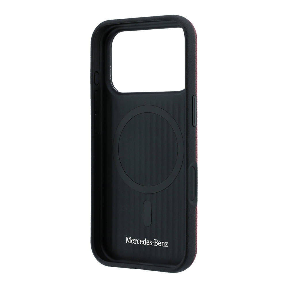 Apple iPhone 18 Pro Max Kılıf Mercedes Benz Orjinal Lisanslı M-safe Şarj Özellikli 3D Metal Logolu Wrap Wood Deri Kapak - 7