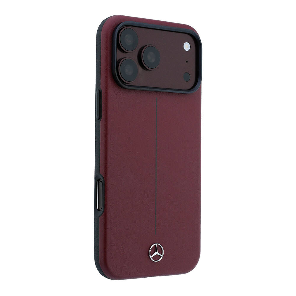 Apple iPhone 18 Pro Max Kılıf Mercedes Benz Orjinal Lisanslı M-safe Şarj Özellikli Metal Yıldız Logolu Çizgili Deri Kapak - 4
