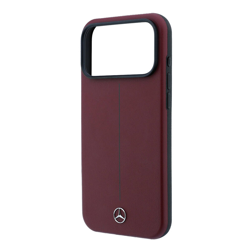 Apple iPhone 18 Pro Max Kılıf Mercedes Benz Orjinal Lisanslı M-safe Şarj Özellikli Metal Yıldız Logolu Çizgili Deri Kapak - 6