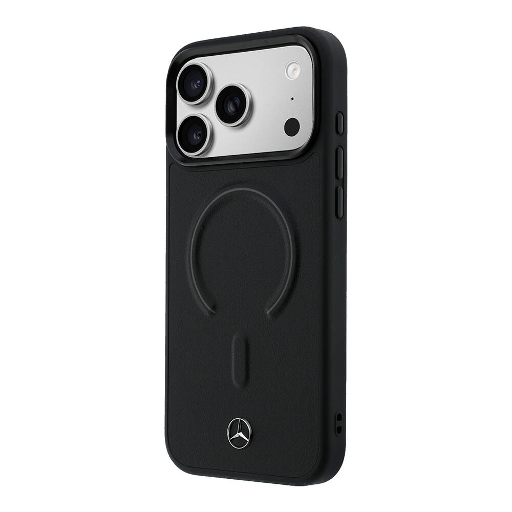 Apple iPhone 18 Pro Max Kılıf Mercedes Benz Orjinal Lisanslı M-safe Şarj Özellikli Metal Yıldız Logolu Kabartmalı Deri Kapak - 10