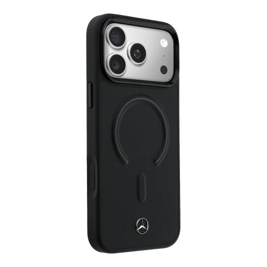 Apple iPhone 18 Pro Max Kılıf Mercedes Benz Orjinal Lisanslı M-safe Şarj Özellikli Metal Yıldız Logolu Kabartmalı Deri Kapak - 12