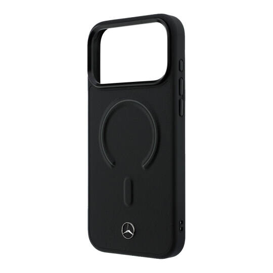 Apple iPhone 18 Pro Max Kılıf Mercedes Benz Orjinal Lisanslı M-safe Şarj Özellikli Metal Yıldız Logolu Kabartmalı Deri Kapak - 14