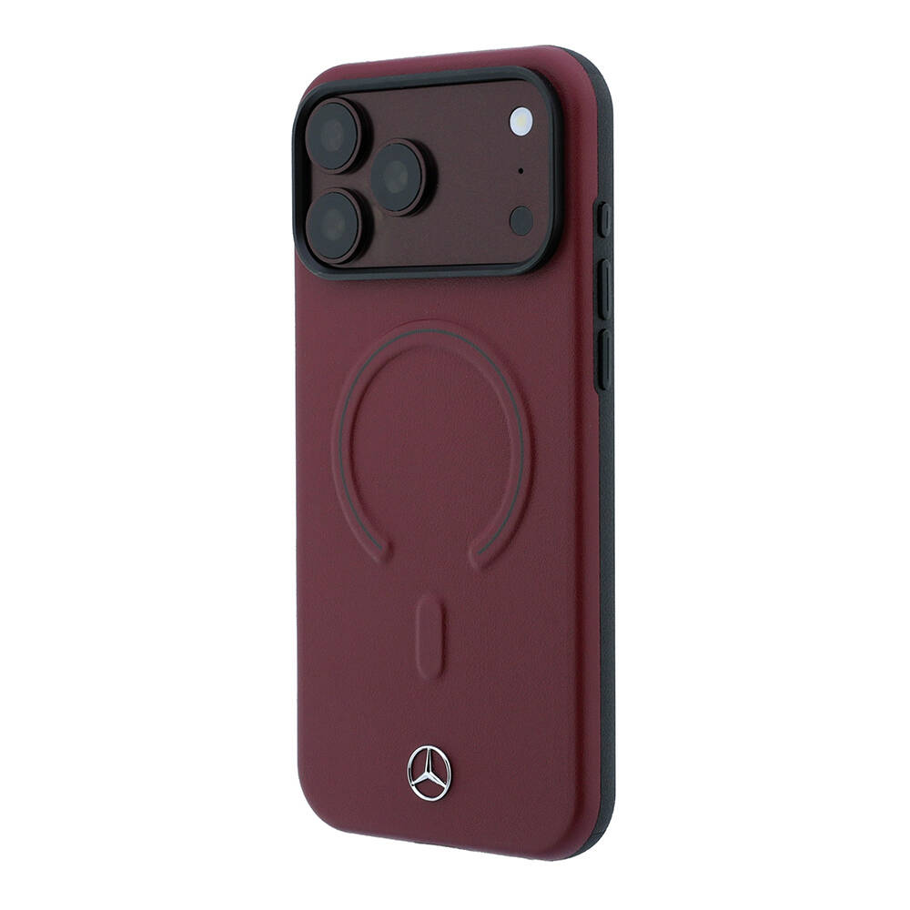 Apple iPhone 18 Pro Max Kılıf Mercedes Benz Orjinal Lisanslı M-safe Şarj Özellikli Metal Yıldız Logolu Kabartmalı Deri Kapak - 2