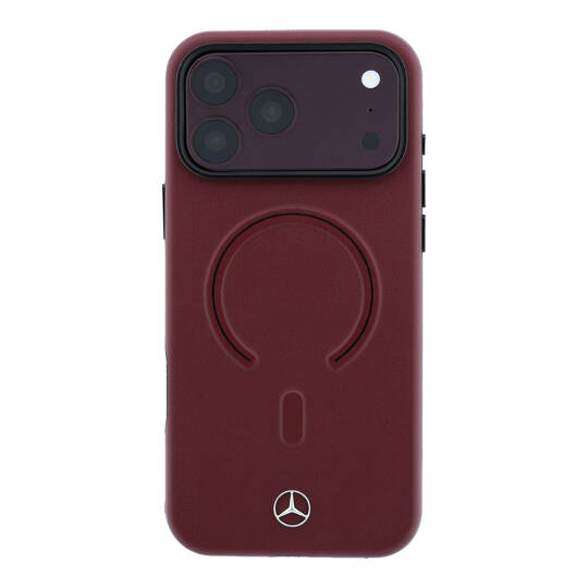 Apple iPhone 18 Pro Max Kılıf Mercedes Benz Orjinal Lisanslı M-safe Şarj Özellikli Metal Yıldız Logolu Kabartmalı Deri Kapak - 3