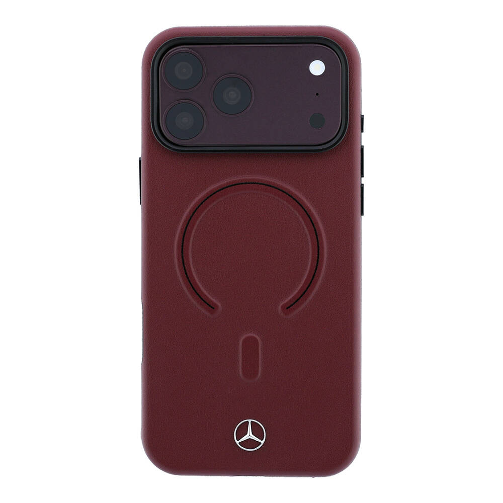Apple iPhone 18 Pro Max Kılıf Mercedes Benz Orjinal Lisanslı M-safe Şarj Özellikli Metal Yıldız Logolu Kabartmalı Deri Kapak - 3