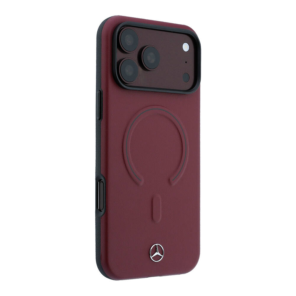 Apple iPhone 18 Pro Max Kılıf Mercedes Benz Orjinal Lisanslı M-safe Şarj Özellikli Metal Yıldız Logolu Kabartmalı Deri Kapak - 4