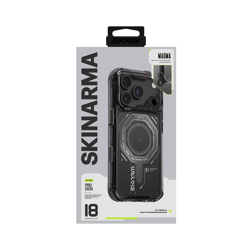 Apple iPhone 18 Pro Max Kılıf SkinArma M-safe Şarj Özellikli Airbag Tasarımlı Magma Kapak - 33