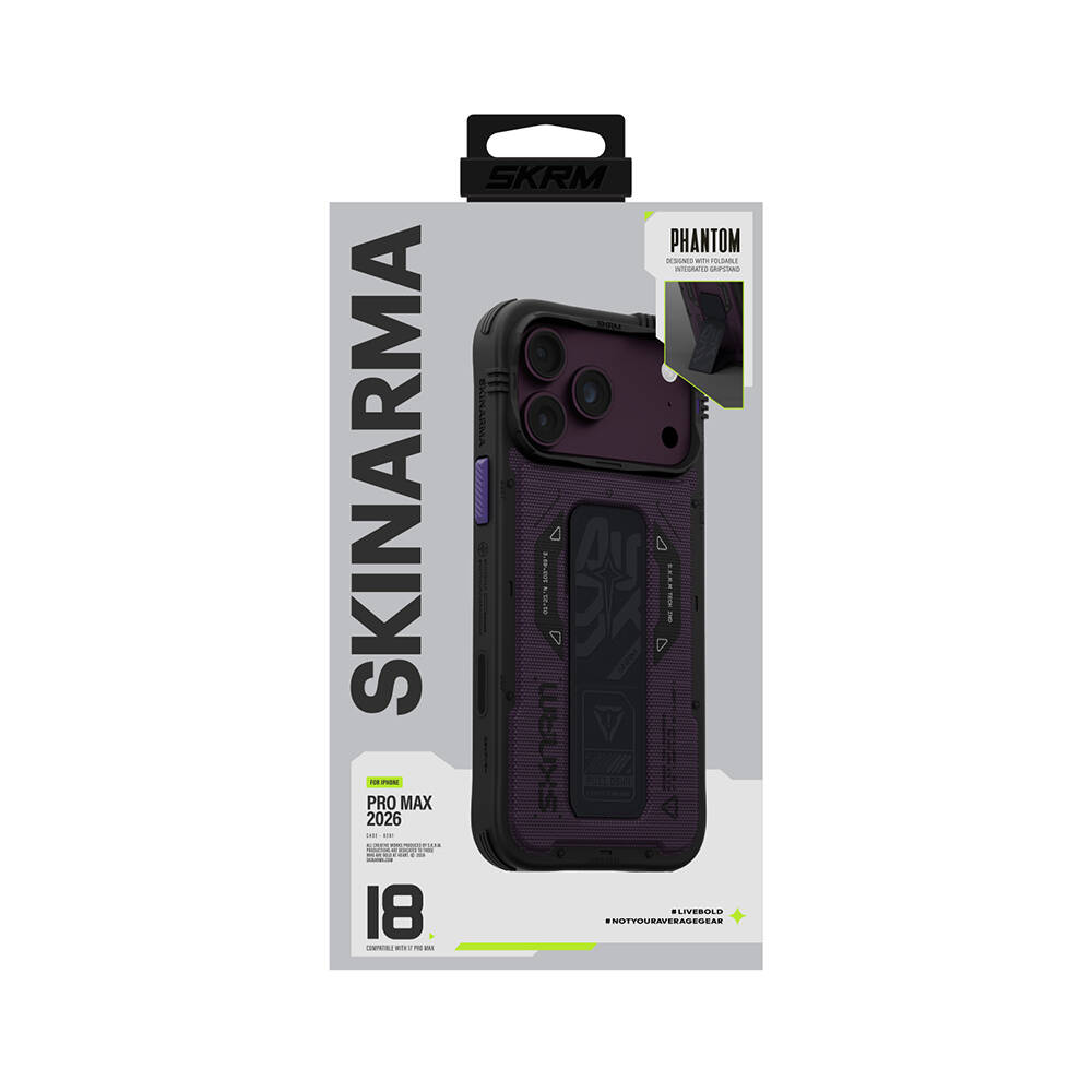 Apple iPhone 18 Pro Max Kılıf SkinArma M-safe Şarj Özellikli Airbag Tasarımlı Standlı Phantom Kapak - 25