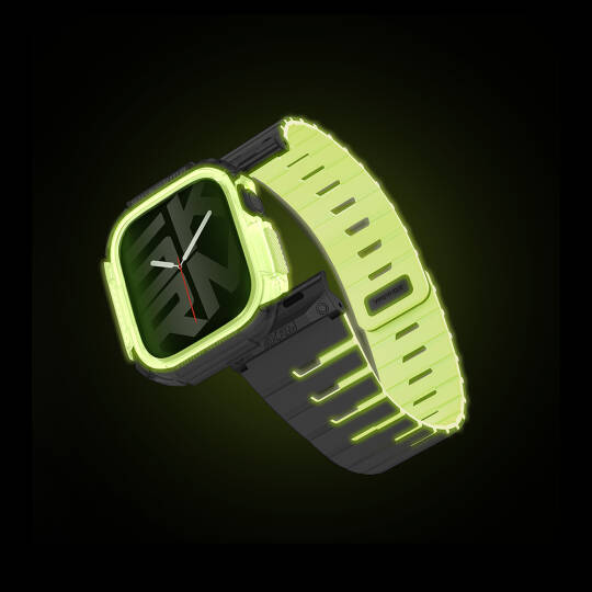 Apple Watch 10 42mm Skinarma Nightglow Atom TPU Kasa Koruyucu + Gemini Silikon Kordon - 5