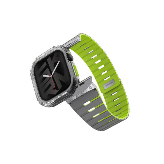 Apple Watch 10 46mm Skinarma Nightglow Atom TPU Kasa Koruyucu + Gemini Silikon Kordon