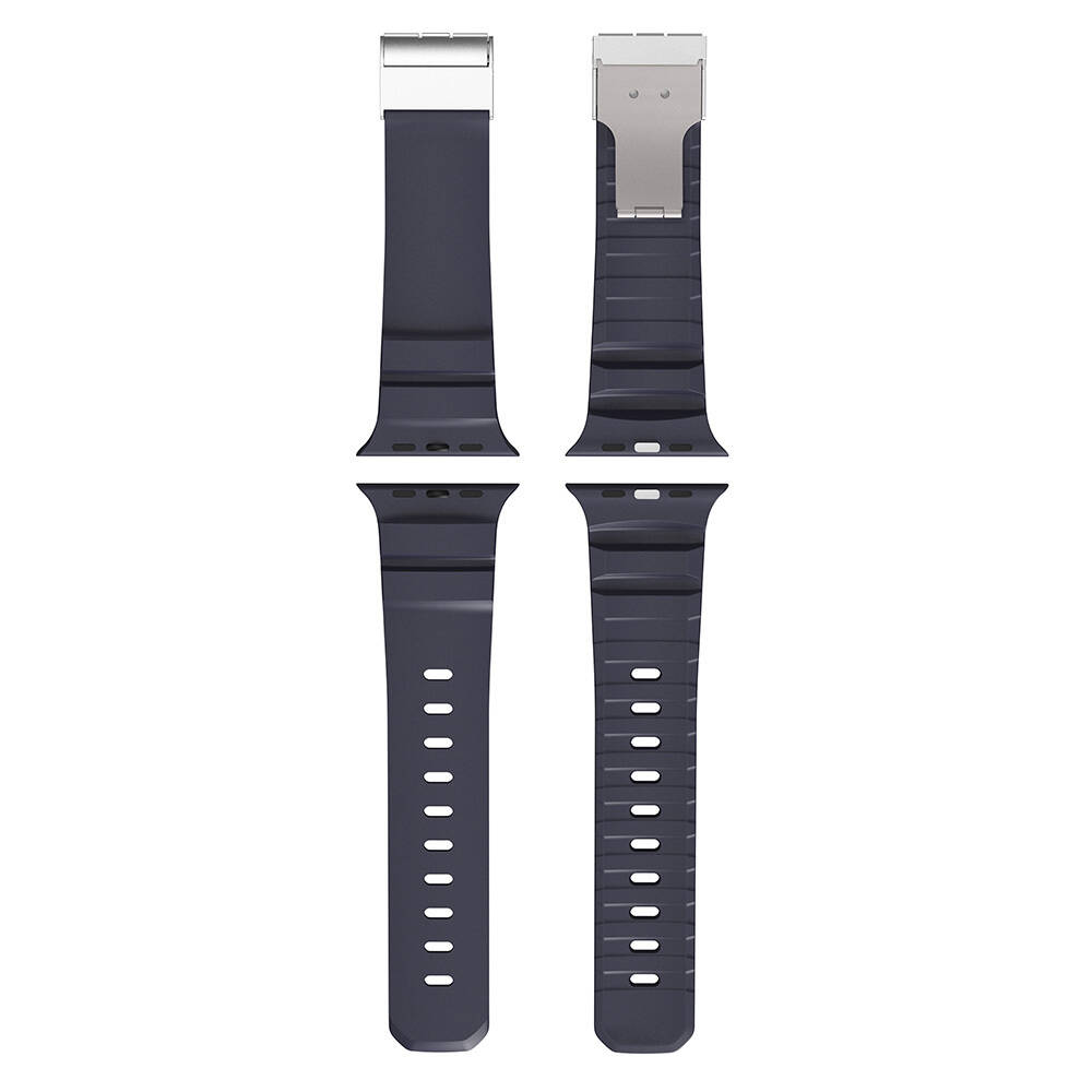 Apple Watch 10 46mm Zore KRD-145 Metal Tokalı Silikon Kordon - 16