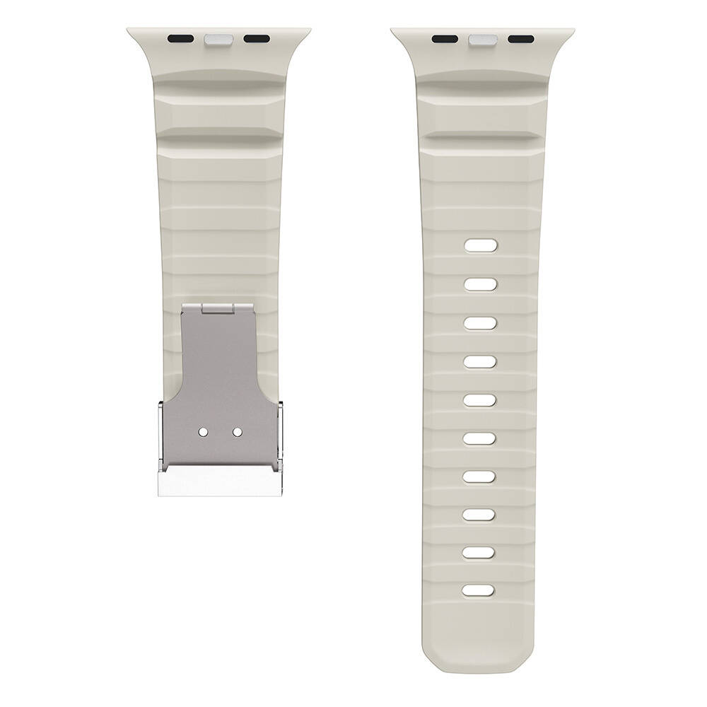 Apple Watch 10 46mm Zore KRD-145 Metal Tokalı Silikon Kordon - 24