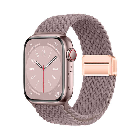 Apple Watch 38mm Zore KRD-134 Örgü Tasarımlı Hasır Kordon Strap Kayış Mor