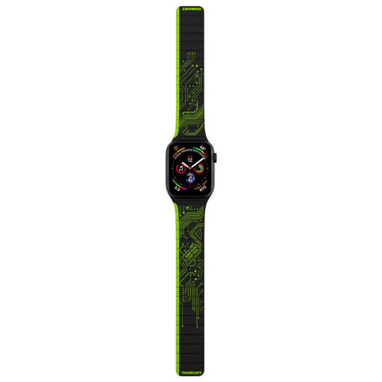 Apple Watch 40mm Kordon Youngkit Technological Magnetik Tak Çıkar Silikon Strap Kayış - 3
