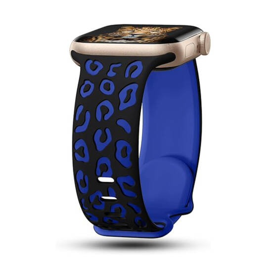 Apple Watch 42mm Zore KRD-140 Silikon Kordon Strap Kayış Siyah-Mavi