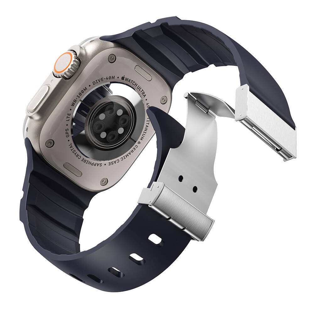 Apple Watch 42mm Zore KRD-145 Metal Tokalı Silikon Kordon - 13