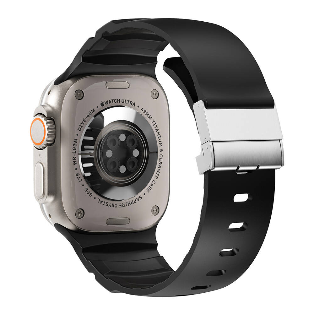 Apple Watch 42mm Zore KRD-145 Metal Tokalı Silikon Kordon - 5