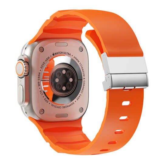 Apple Watch 42mm Zore KRD-145 Metal Tokalı Silikon Kordon - 4