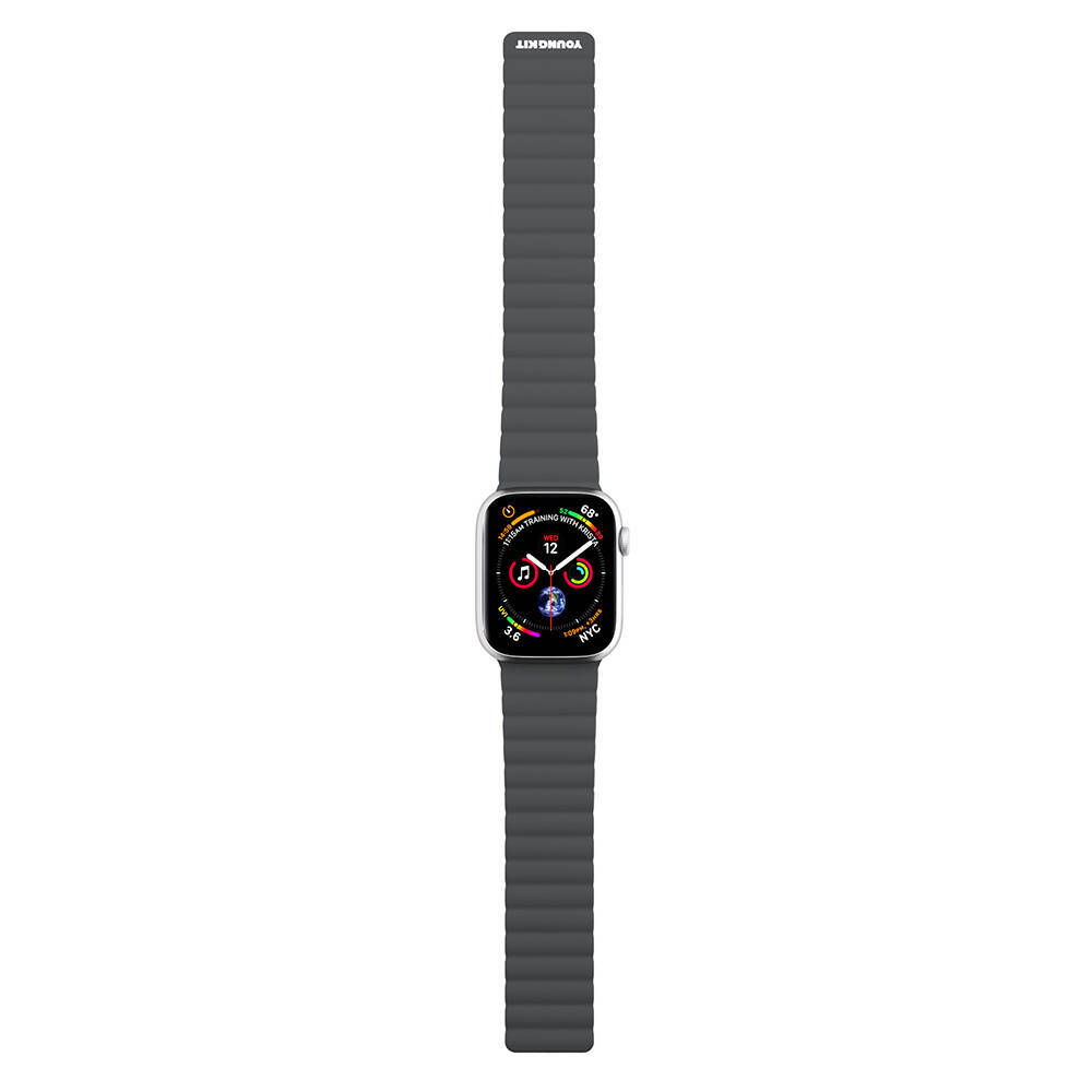 Apple Watch 44mm Kordon Youngkit Classical Magnetik Tak Çıkar Silikon Strap Kayış - 1