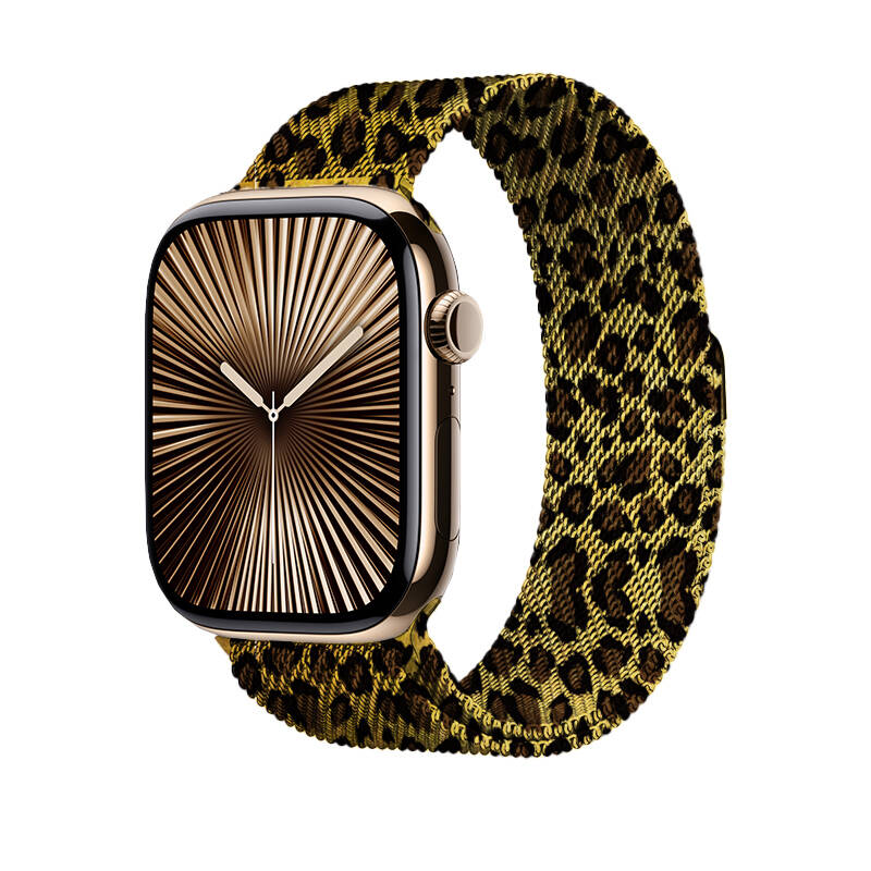 Apple Watch 44mm Zore KRD-01 Leopar Desenli Metal Kordon - 4