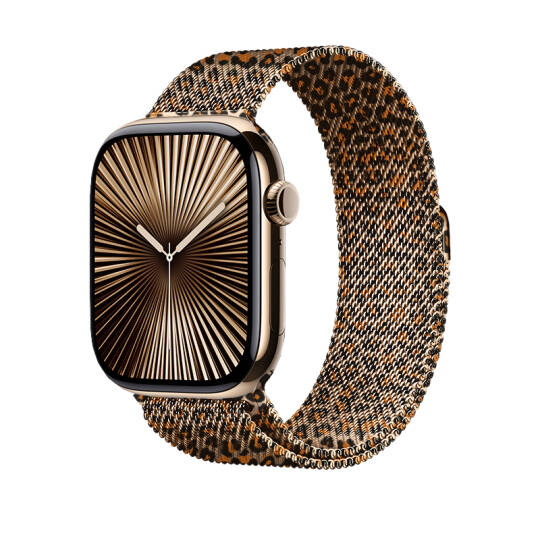 Apple Watch 44mm Zore KRD-01 Leopar Desenli Metal Kordon - 3
